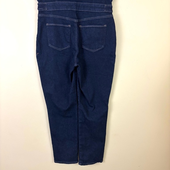 NWT Good American Indigo Trucker Sleeveless Collar Zip/Button Denim Jumpsuit (L) - Picture 9 of 16